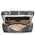 Damska crossbody żakardowa na łańcuszku czarno - szara 99-4E-502-X8