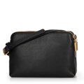 Damska torebka crossbody ze skóry dwukomorowa czarna 100-4E-631-1