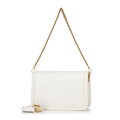 Skórzana crossbody z odpinanym łańcuszkiem kremowa 100-4E-207-0
