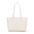 Damska torebka shopper ze skóry kremowa 100-4E-602-0