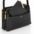 Damska torebka crossbody ze skóry dwukomorowa czarna 100-4E-631-1