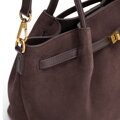 Damski kuferek ze skóry naturalnej zamszowej ciemny brąz 102-4E-608-4