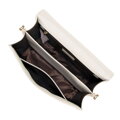 Skórzana crossbody z odpinanym łańcuszkiem kremowa 100-4E-207-0