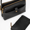 Damska torebka crossbody ze skóry dwukomorowa czarna 100-4E-631-1