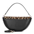 Torebka na ramię ze skóry naturalnej w motyw panterki czarno - brązowa 102-4E-002-11