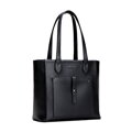 Torebka shopperka z imitacji skóry z kieszenią z przodu czarno - grafitowa 29-4Y-002-BG1