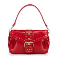 Damska crossbody z ekoskóry w dekoracyjne nity czerwona 100-4Y-207-3