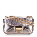 Minitorebka crossbody z połyskującej ekoskóry szara 100-4Y-216-8