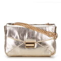 Dámska crossbody z lesklej ekokože zlatá 100-4Y-217-G