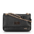 Dámska zapletená crossbody kabelka na retiazke, čierna 100-4Y-414-1