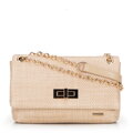 Damska crossbody z plecionki na łańcuszku beżowa 100-4Y-414-9