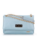 Damska crossbody z plecionki na łańcuszku niebieska 100-4Y-414-N