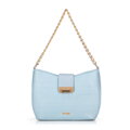 Damska torebka crossbody pleciona niebieska 100-4Y-415-N