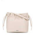 Damska torebka crossbody z dekoracyjnymi wiązaniami kremowa 100-4Y-435-9