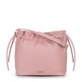 Damska torebka crossbody z dekoracyjnymi wiązaniami różowa 100-4Y-435-P