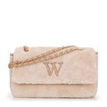 Dámska crossbody kabelka s kožušinou krémová 99-4Y-218-0