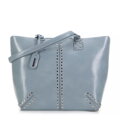 Dámska shopper kabelka s nitmi a strapcom, modrá 99-4Y-432-N