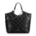 Dámska shopper kabelka z ekokože s geometrickým prešívaním, čierna 99-4Y-624-1