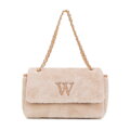 Dámska crossbody kabelka s kožušinou krémová 99-4Y-218-0