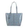 Dámska shopper kabelka s nitmi a strapcom, modrá 99-4Y-432-N