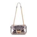 Minitorebka crossbody z połyskującej ekoskóry szara 100-4Y-216-8
