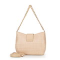 Damska torebka crossbody pleciona beżowa 100-4Y-415-9