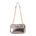 Minitorebka crossbody z połyskującej ekoskóry szara 100-4Y-216-8