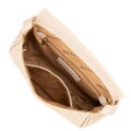 Pleciona crossbody z klapą mała beżowa 100-4Y-432-9