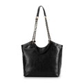 Dámska shopper kabelka z ekokože s geometrickým prešívaním, čierna 99-4Y-624-1