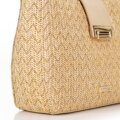 Damska torebka crossbody pleciona beżowo - złota 100-4Y-415-99