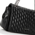 Dámska crossbody z ekokoža s geometrickým prešívaním, čierna 99-4Y-604-1