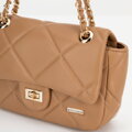 Crossbody z ekokože s geometrickým prešívaním, béžová 99-4Y-627-9