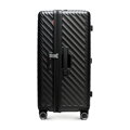 Średnia walizka z polikarbonu w geometryczny wzór czarna 56-3P-002-10