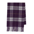 Wełniany szal w kratę unisex fioletowo - biały 100-7U-003-V