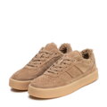 Zamszowe sneakersy z futrzanym wnętrzem beżowe 102-D-360-9