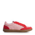 Zamszowe sneakersy ze wstawkami z ekoskóry różowo - czerwone 100-D-350-P