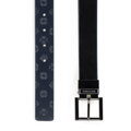 Zestaw damski: skórzany pasek z wymiennymi klamrami czarno - granatowy 102-8D-S13-1N