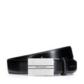 Zestaw męski: pasek i etui na karty ze skóry naturalnej czarno - srebrny 102-8M-S14-1