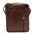 Červenohnedý pánsky kožený zipsový crossbag 215-1218-40