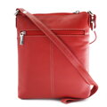 Červená kožená zipsová kabelka 212-3013-31