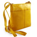 Žltá kožená zipsová kabelka 212-3013-86