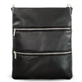 Čierna kožená zipsová kabelka s popruhom 212-3066-60