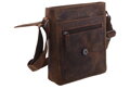 Pánske kožené crossbody tmavohnedý hunter embos motorka 250909