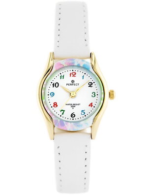 Detské hodinky PERFECT - KOMUNIJNY - biały / barwny ring (zp800b)