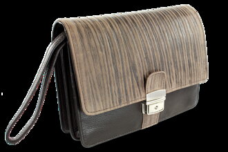 Tmavě hnědá pánská kožená dokladová etue ve stylu BAMBOO 611-2411F-47