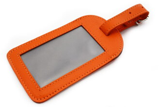 Oranžová kožená visačka na zavazadlo 619-5405-84