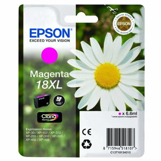 Epson originál ink C13T18134020, T181340, 18XL, magenta, 6,6ml, Epson Expression Home XP-102, XP-402, XP-405, XP-302, purpurová