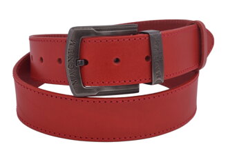 Pánsky kožený opasok 740-40-102 červený prešitý pracka Magnum