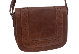 Dámska kožená crossbody kabelka koňak 210112