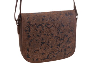 Dámska kožená crossbody kabelka tmavohnedá 250112